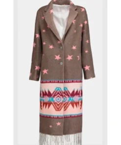 Rochenda Sandall Amandaland Star Print Wool Coat For Sale