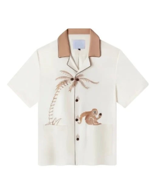 Shop Lalisa Manobal The White Lotus S03 White Monkey Print Shirt