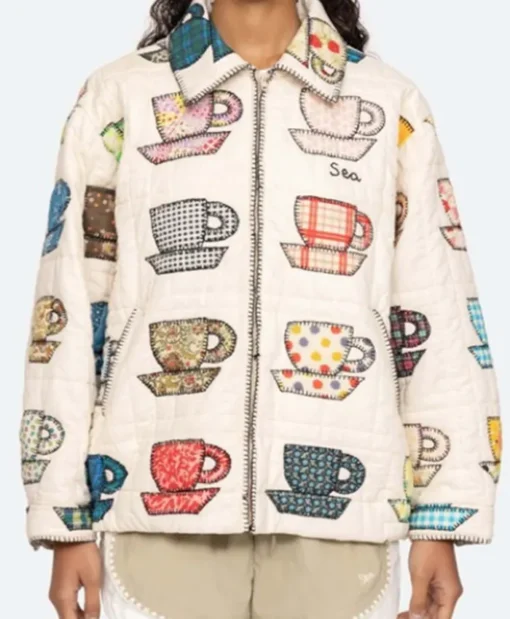 Sweet Magnolias JoAnna Garcia Swisher Tea Cups Print Jacket For Sale