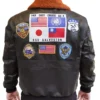 Top Gun Maverick G-1 Tom Cruise Sherpa Bomber Brown Jacket Back