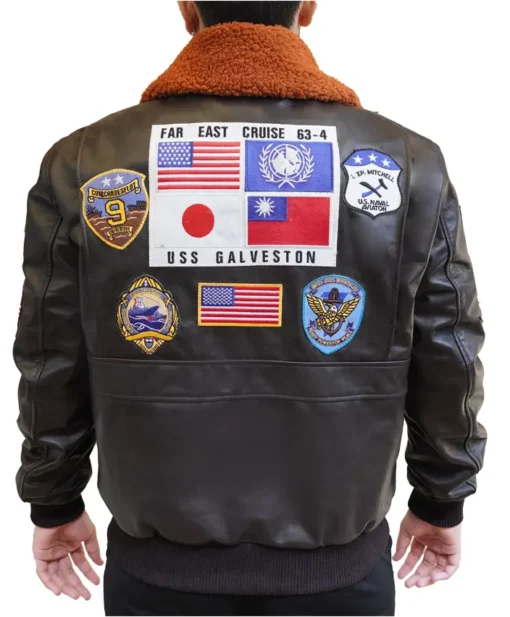 Top Gun Maverick G-1 Tom Cruise Sherpa Bomber Brown Jacket Back