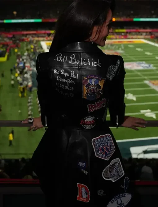 bill belichick girlfriend jacket Back