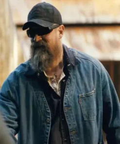 A Working Man 2025 David Harbour Denim Jacket Front
