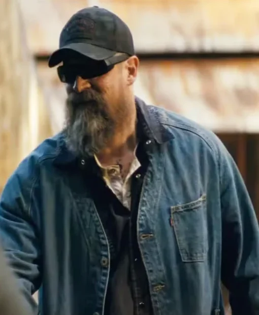 A Working Man 2025 David Harbour Denim Jacket Front