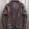 Aaron Burgundy SF Bomber Shearling Jacket Back