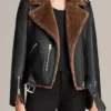 Adah Slim Fit Shearling Biker Leather Jacket