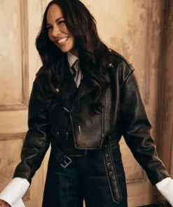 Amanda Brugel Sweetness Black Leather Biker Jacket