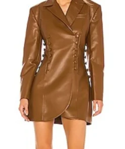Amanda Will Trent S03 Brown Leather Blazer For Sale