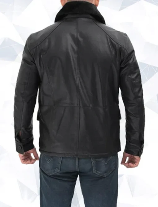 Amandad Four Pockets Shearling Leather Jacket Back