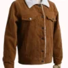 Asher Angel Shazam Brown Shearling Jacket Front