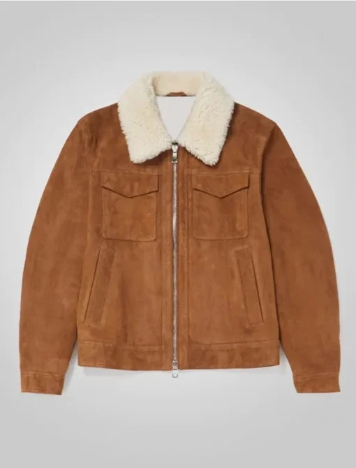 Bryan Shearling Fur Suede Trucker Jacket