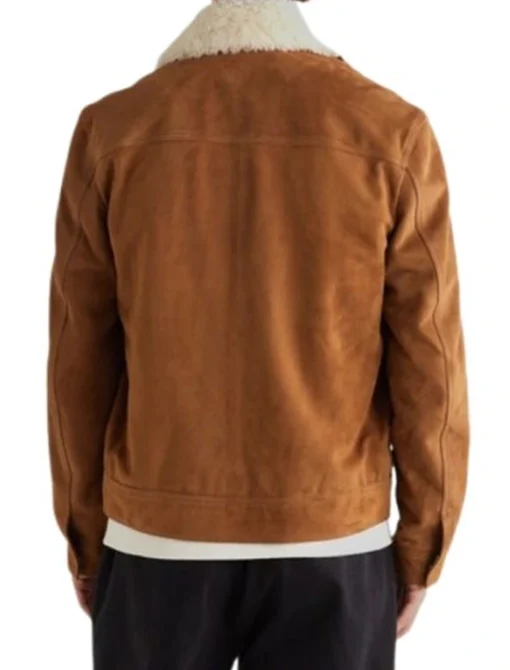 Bryan Shearling Fur Suede Trucker Jacket Back