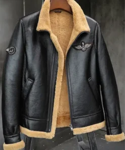Edward Aviator B3 Shearling Fur Bomber Jacket Front