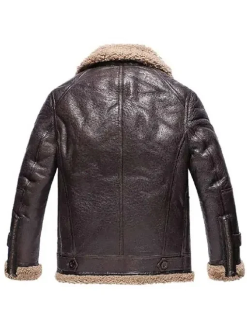 Edwards Sheepskin Shearling Fur Dark Brown Jacket Back