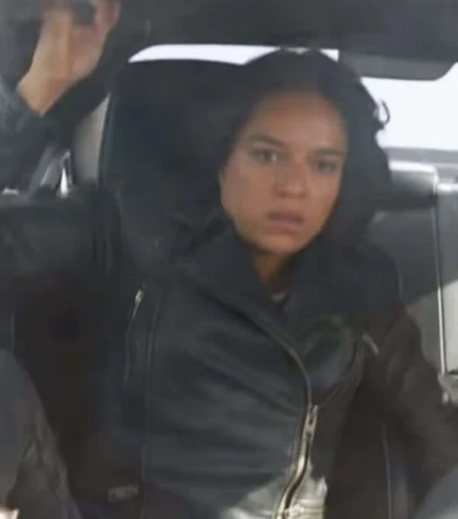 Fast And Furious 9 Letty Ortiz Black Leather Jacket Front