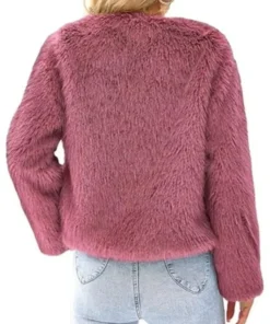 High Potential S01 Morgan Gillory Pink Cropped Fur Jacket Back