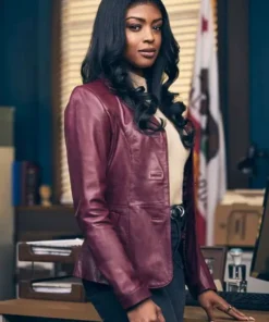 Javicia Leslie High Potential Leather Blazer Front