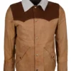 Kevin Shirt Style Fur Collar Brown Suede Leather Jacket