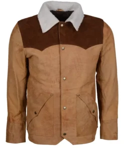 Kevin Shirt Style Fur Collar Brown Suede Leather Jacket