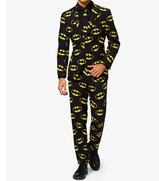 Mens Black 2 Piece Batman Styles Suit