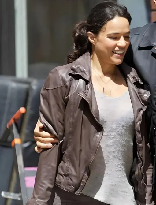 Michelle Rodriguez The Fate Of The Furious Leather Jacket Front
