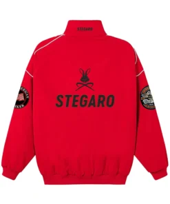 Red Stegaro Moto Bomber Jacket Back