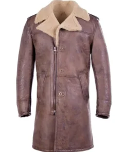 Reilly Suede Leather Fur Collar Brown Trench Coat