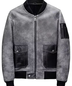 Sanchez Distressed Black Suede Leather MA-1 Bomber Jacket Front