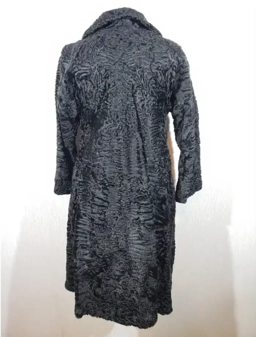Stacey Persian Lamb Broadtail Fur Warm Black Coat Back