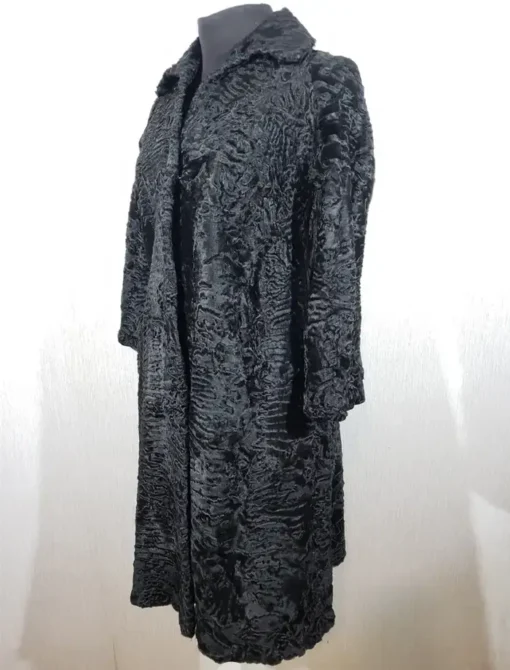 Stacey Persian Lamb Broadtail Fur Warm Black Coat Front