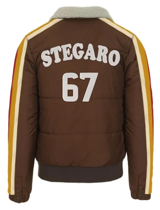 Stegaro Puffer Bomber Jacket Brown Back