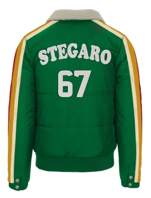 Stegaro Puffer Bomber Jacket Green Back