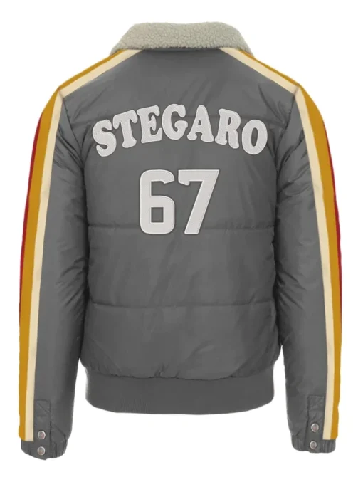 Stegaro Puffer Bomber Jacket Grey Back