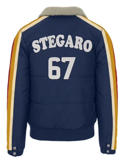 Stegaro Puffer Bomber Jacket Navy Blue Back