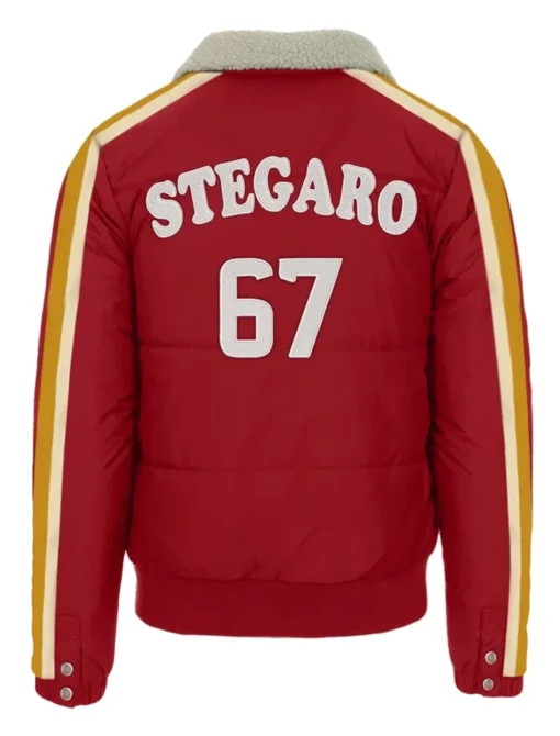 Stegaro Puffer Bomber Jacket Red Back