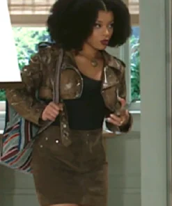 Ambyr Michelle Beyond the Gates Brown Crop Moto Jacket