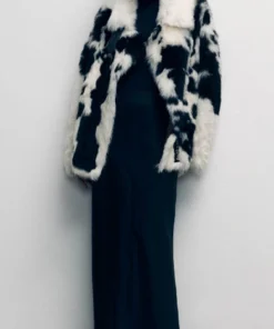 Anna Lambe North of North Cow Print Shearling Jacket For Sale