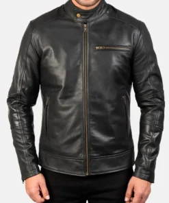 Black Cafe Racer Leather jacket