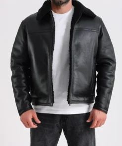 Black Shearling Aviator Jacket