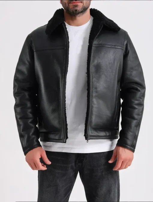 Black Shearling Aviator Jacket