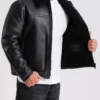 Black Shearling Aviator Jacket Pocket