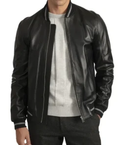 Buy Wilkinson Black Leather Bomber Jacket
