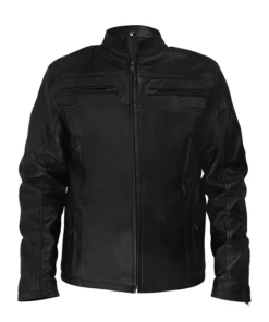 Classic Cut Black Leather Motorcycle Jacket