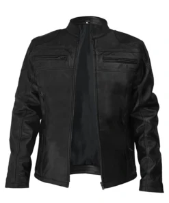 Classic Cut Black Leather Motorcycle Jackets Front