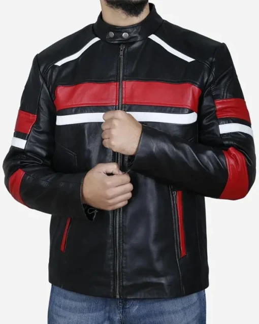 Dixon Red Striped Cafe Racer Jacket