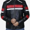 Dixon Red Striped Cafe Racer Jacket Front
