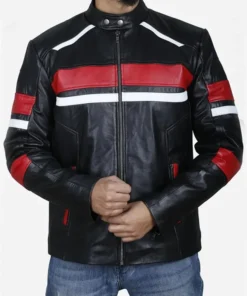 Dixon Red Striped Cafe Racer Jacket Front