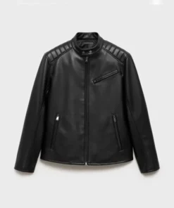 Harmon Black Leather Jacket Front