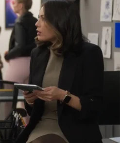 Janel Parrish Return to Office Black Wool Coat For Sale