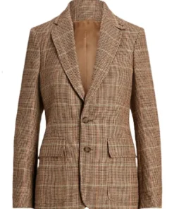 Jennifer Whalen Small Achievable Goals Brown Plaid Blazer For Sale